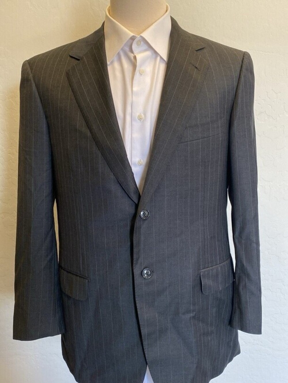 Ermenegildo Zegna Trofeo Wool Pinstripe Jacket Gray 42R